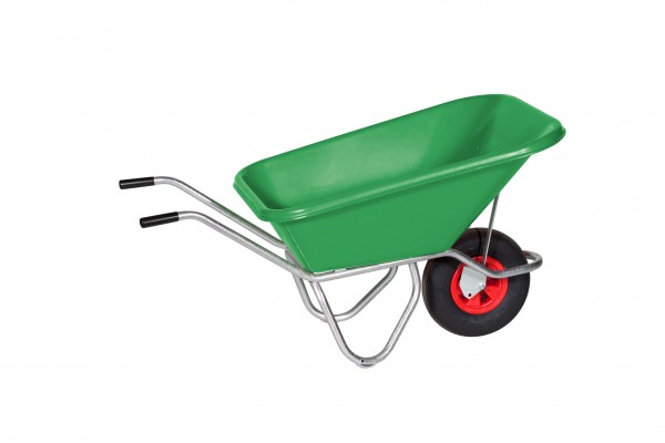 Einradkarre Schubkarre PE 215-1, Kunststoffwanne grün